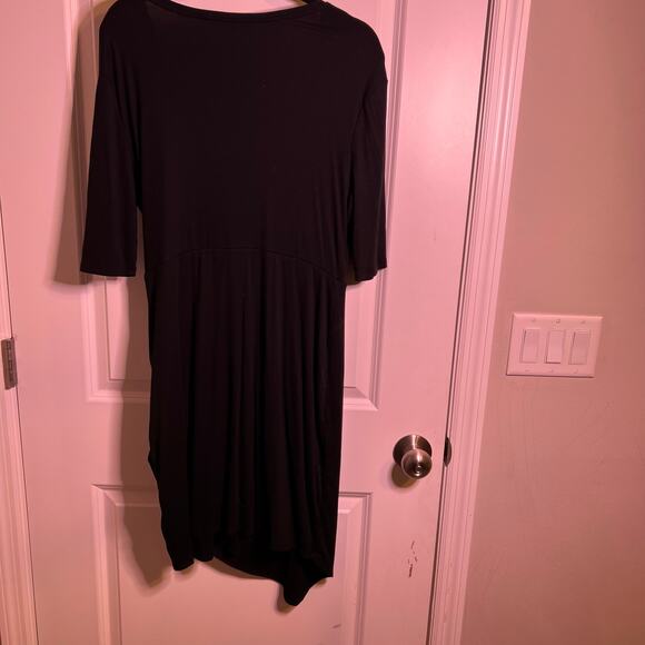 41 Hawthorn Black Modal Faux Wrap Midi Dress XL Minimalist Capsule - Picture 1 of 3